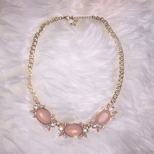 Gold Pink Stone Diamond Necklace